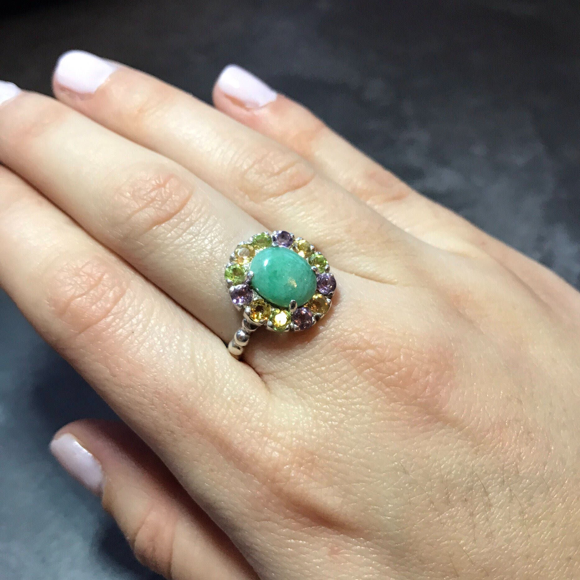 Emerald Ring, Natural Emerald, Topaz Ring, Vintage Emerald Ring, Vintage Ring, Antique Ring, Natural Topaz, May Birthstone, Pure Silver