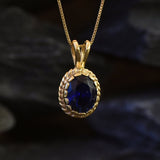 Blue Sapphire Pendant, Created Sapphire, Sapphire Pendant, Vintage Pendant, Blue Pendant, 3 Carat, Bridal Pendant, Silver Pendant, Sapphire(1)