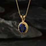 Blue Sapphire Pendant, Created Sapphire, Sapphire Pendant, Vintage Pendant, Blue Pendant, 3 Carat, Bridal Pendant, Silver Pendant, Sapphire(1)