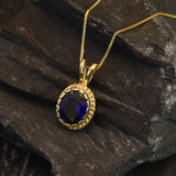 Blue Sapphire Pendant, Created Sapphire, Sapphire Pendant, Vintage Pendant, Blue Pendant, 3 Carat, Bridal Pendant, Silver Pendant, Sapphire(1)