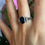 Dainty Vintage Ring, Created Sapphire, Dainty Blue Ring, Vintage Rings, Dainty Sapphire Ring, Blue Vintage Ring, Solid Silver Ring, Saphire