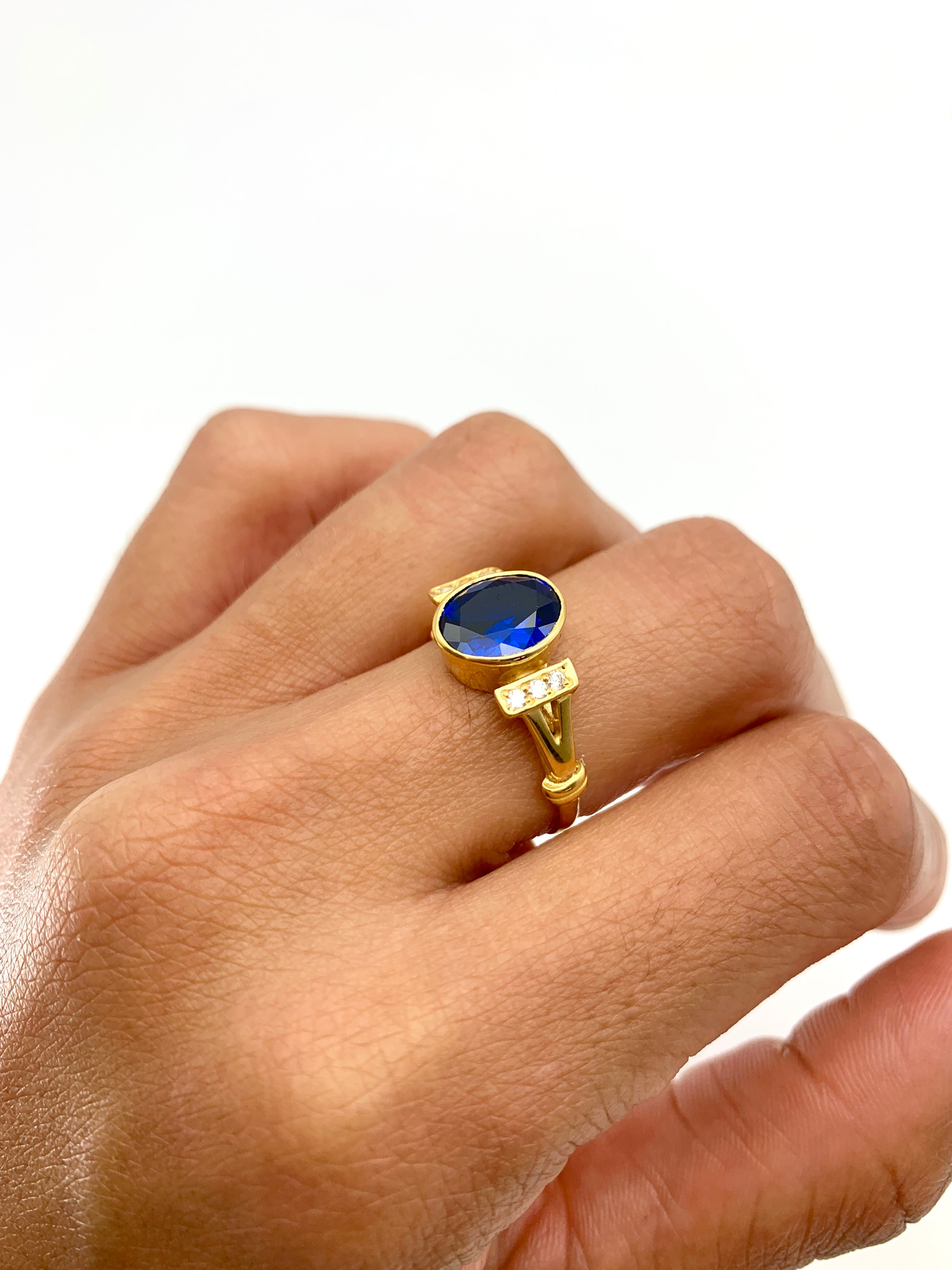 Dainty Vintage Ring, Created Sapphire, Dainty Blue Ring, Vintage Rings, Dainty Sapphire Ring, Blue Vintage Ring, Solid Silver Ring, Saphire(1)