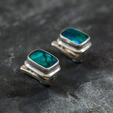 Square Shell Earrings - Pearl Abalone Earrings - Rare Vintage Earrings