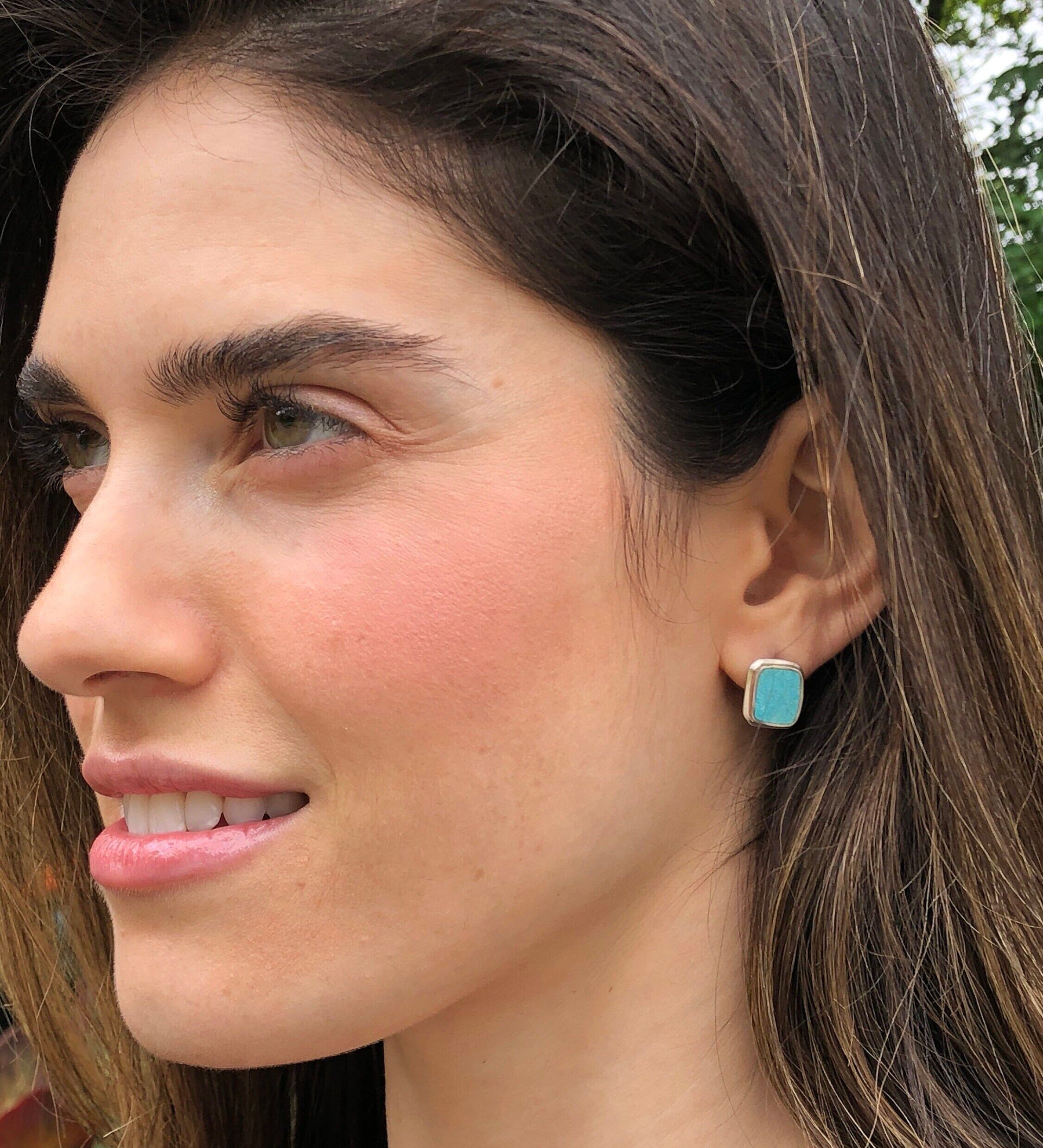 Square Shell Earrings, Shell Pearl Earrings, Natural Shell Pearl, Abalone Earrings, Unique Stone, Vintage Earrings, Silver Earrings