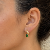 Elegant 18k Gold Vermeil Emerald Earrings with Oval Green Emeralds; perfect for birthdays and everyday elegance.