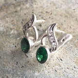 Sophisticated 18k Gold Vermeil Emerald Earrings featuring a bezel-set Oval Green Emerald; perfect for daily wear and celebrations.