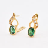 Vintage Emerald Earrings - Green Oval Earrings - Gold Drop  Earrings