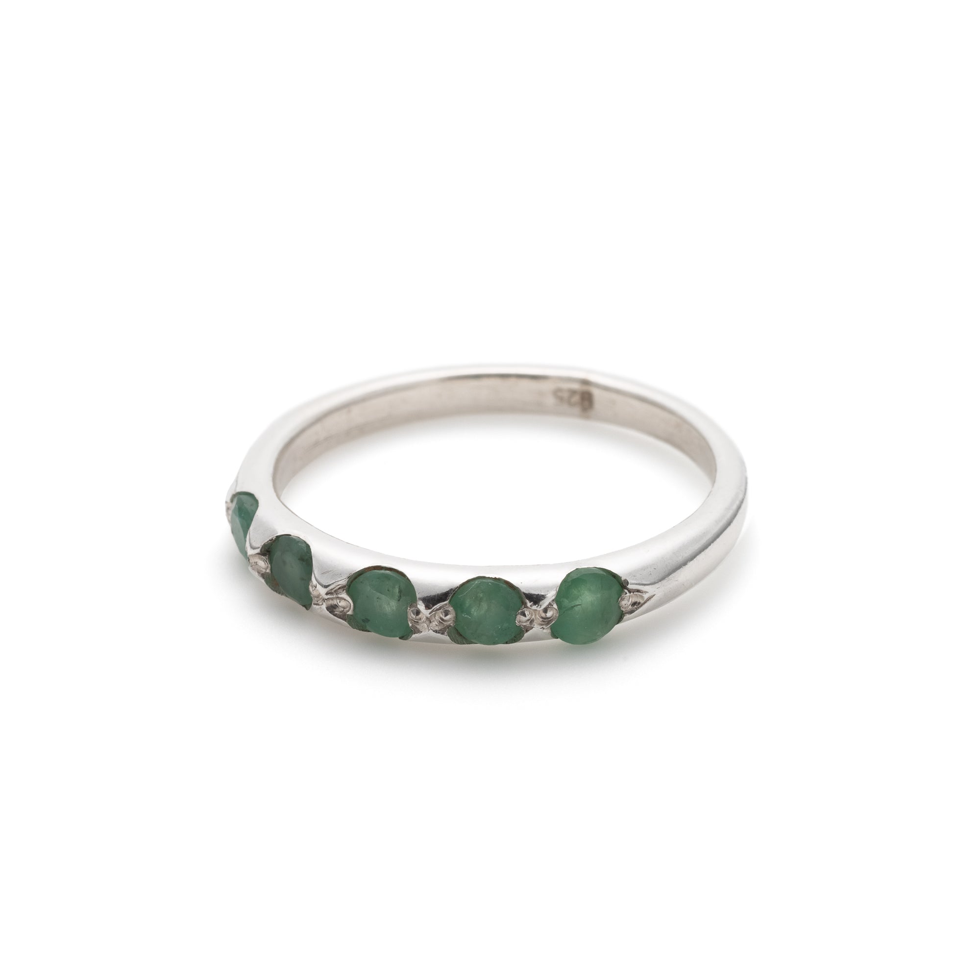 Emerald Band, Natural Emerald, Stackable Ring, May Birthstone, Half Eternity Ring, Emerald Ring, Eternity Band, Green Band, 925 Silver Ring