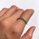 Natural Emerald Ring in 18k Gold Vermeil with Round Emerald, a May birthstone symbolizing growth and harmony for special occasions.