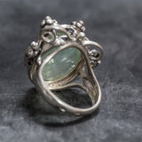 Prehnite Ring - Boho Statement Ring - Flower Prehnite Ring