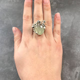 Prehnite Ring - Boho Statement Ring - Flower Prehnite Ring