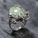 Prehnite Ring - Boho Statement Ring - Flower Prehnite Ring