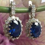 Blue Sapphire Earrings, Princess Diana Earrings, Royal Blue Earrings, Something Blue Earrings, Bridal Earrings, Blue Earrings