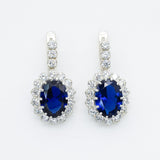 Gold Sapphire Earrings, Royal Blue Earrings, Gold Vintage Earrings