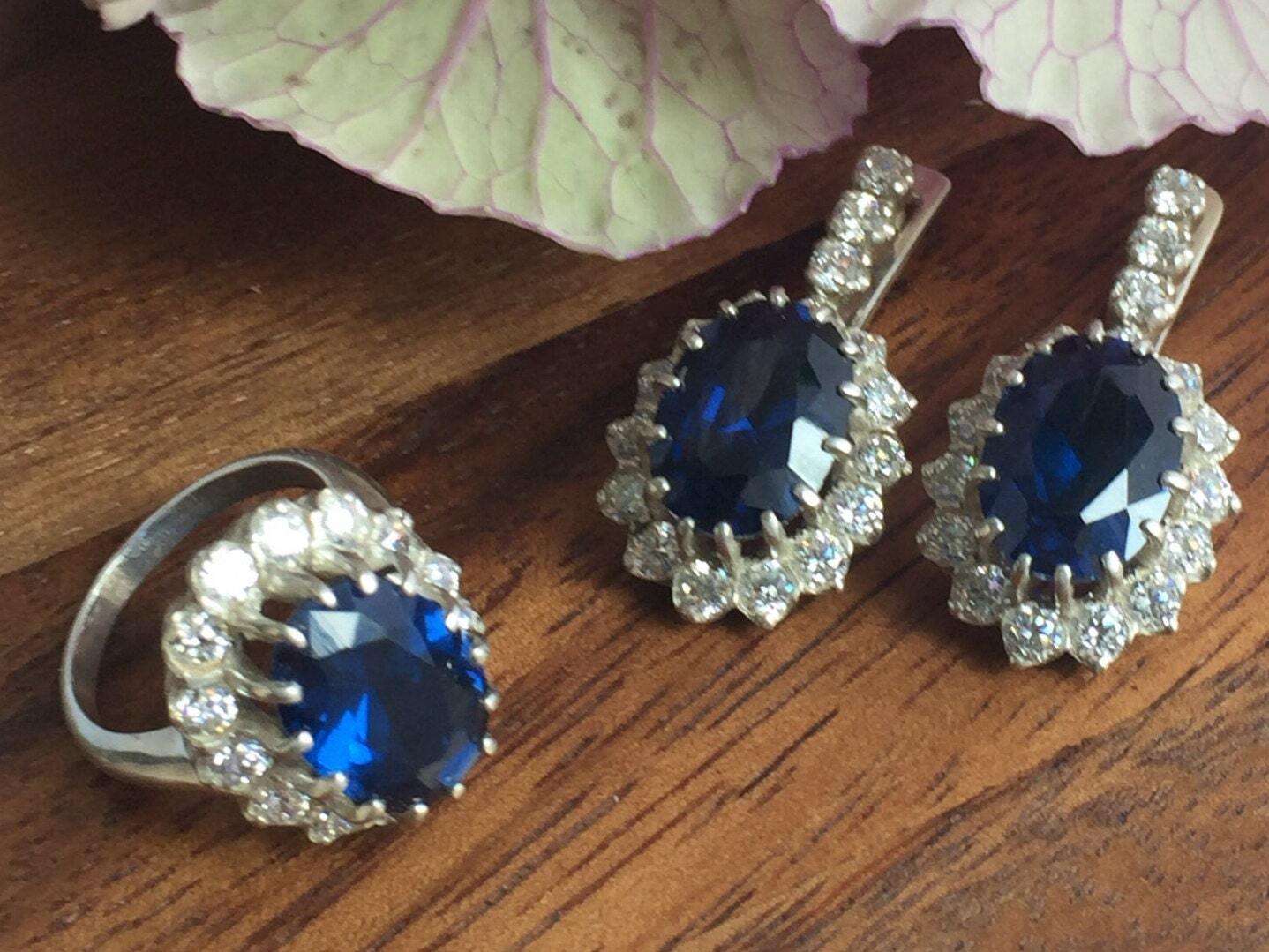 Blue Sapphire Earrings, Princess Diana Earrings, Royal Blue Earrings, Something Blue Earrings, Bridal Earrings, Blue Earrings