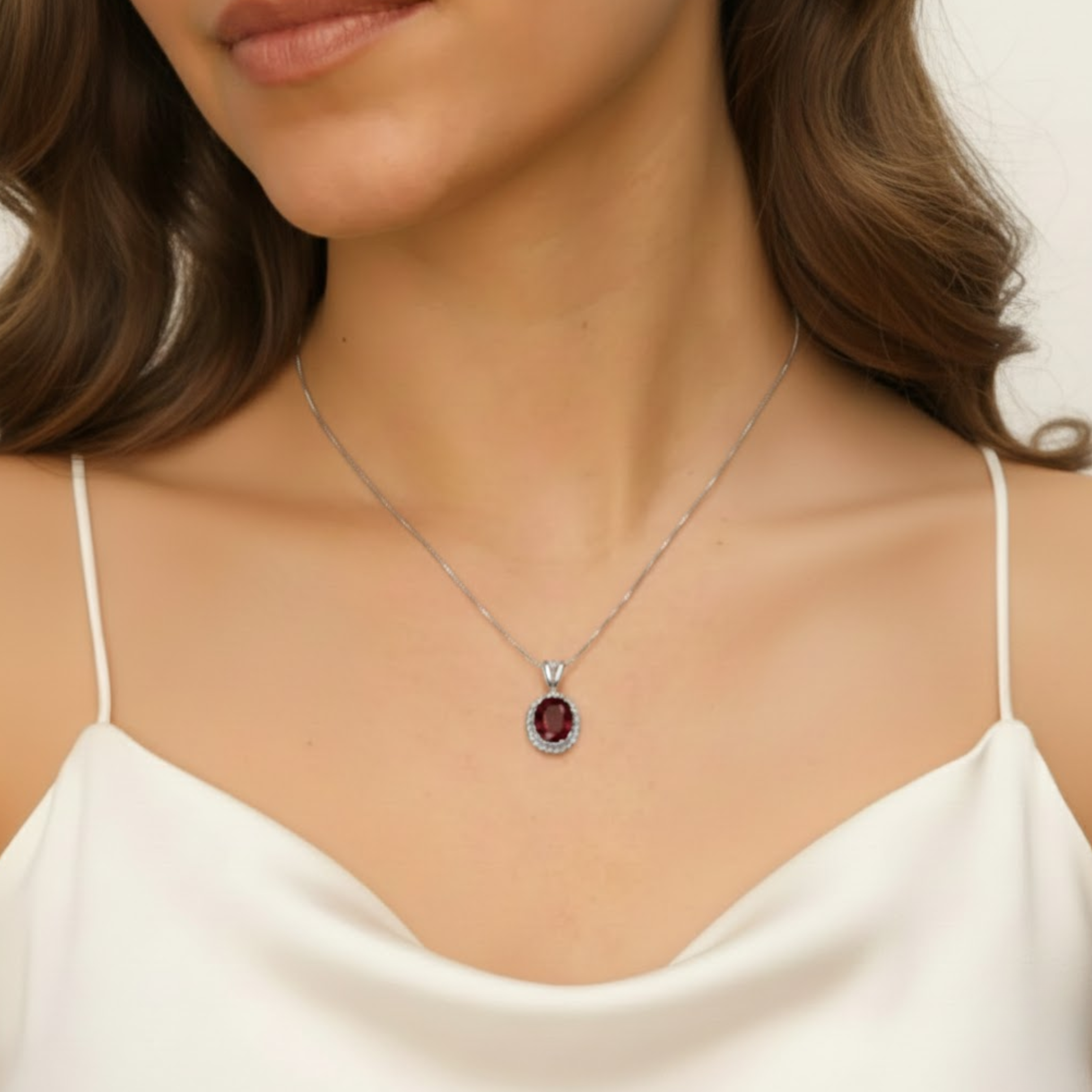Elegant 925 Sterling Silver Natural Garnet Pendant, January birthstone, perfect for daily wear and special gift occasions.