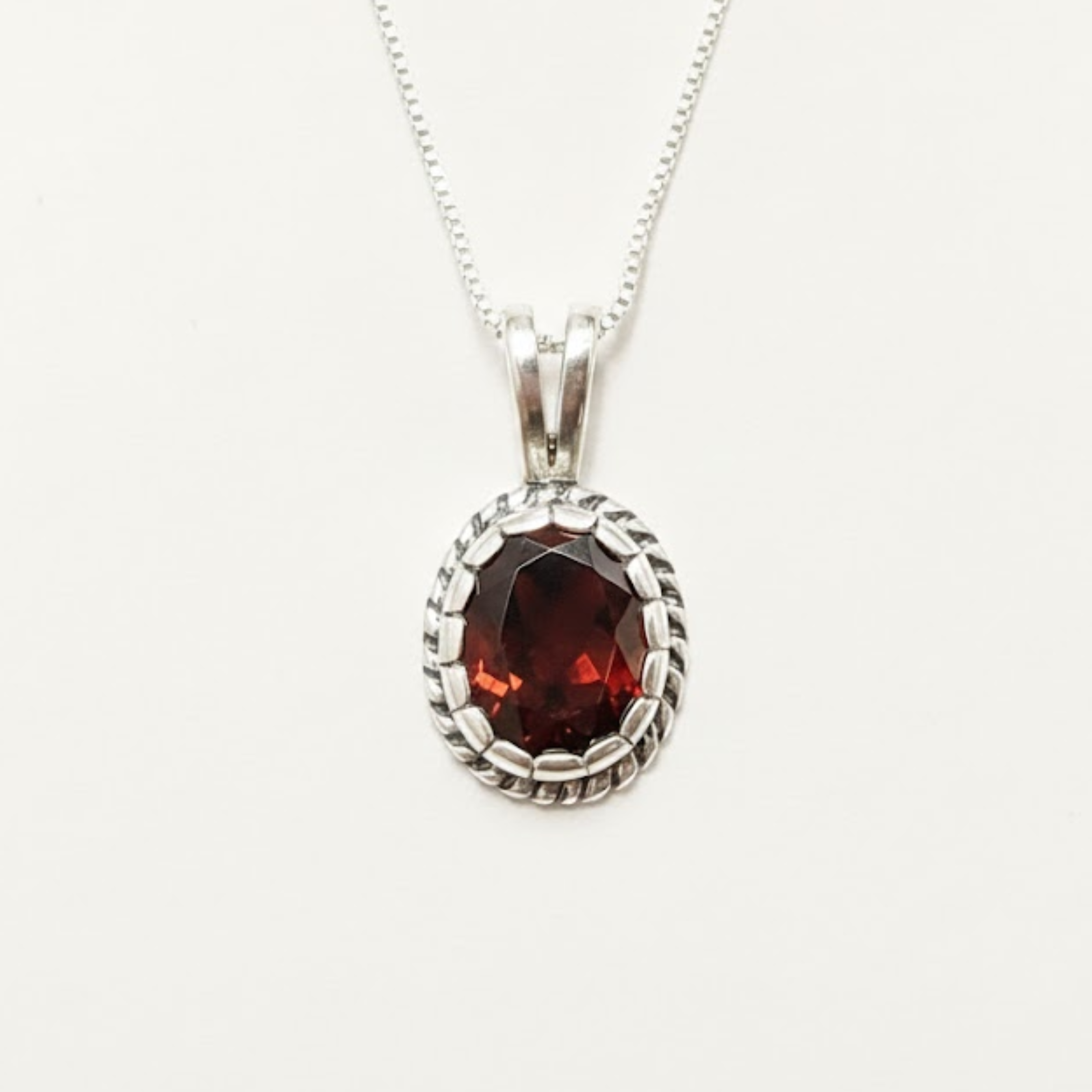 Natural Garnet Pendant made in 925 Sterling Silver with Natural Red Garnet in Solitaire setting, January Birthstone gift idea, symbolizes love, passion & commitment, ideal for everyday wear and perfect for birthday gifting and special occasions.