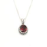 Gold Garnet Pendant - Natural Garnet Necklace - Vintage Garnet Pendant