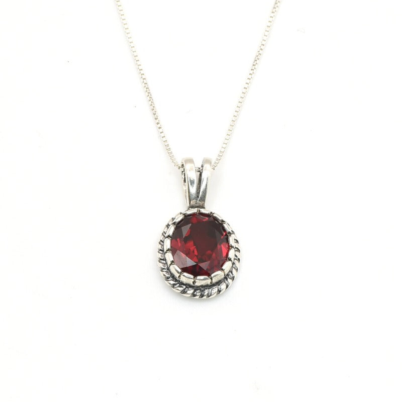 Gold Garnet Pendant - Natural Garnet Necklace - Vintage Garnet Pendant