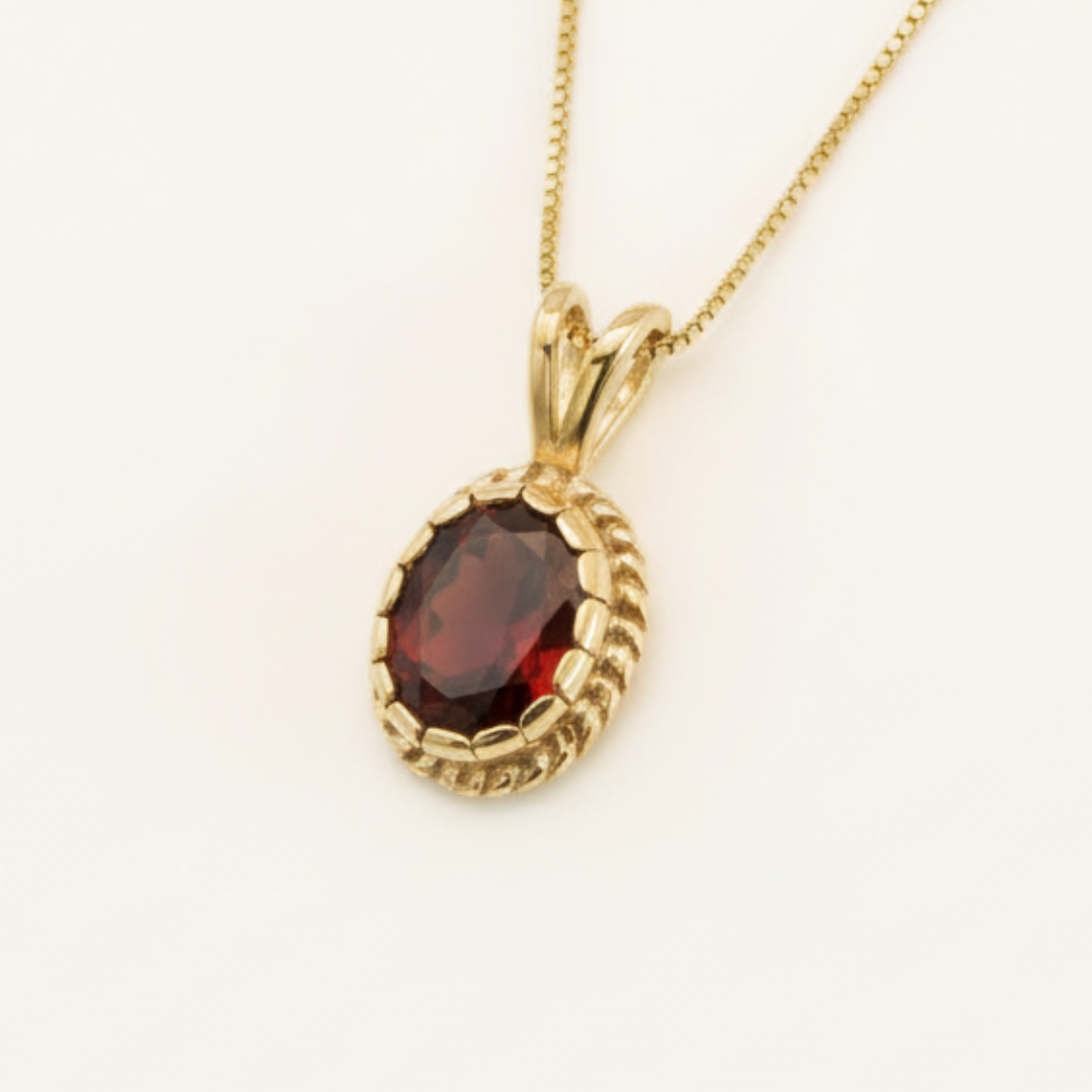 Stunning 18k Gold Vermeil Pendant featuring a Natural Red Garnet, ideal for January birthdays and special occasions.
