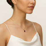 Chic 18k Gold Vermeil Natural Garnet Pendant, January birthstone symbolizing passion, great for everyday wear and special gifts.