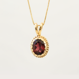 Natural Garnet Pendant made in 18k Gold Vermeil with Natural Red Garnet in Solitaire setting, January Birthstone gift idea, symbolizes love, passion & commitment, ideal for everyday wear and perfect for birthday gifting and special occasions.