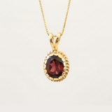 Natural Garnet Pendant made in 18k Gold Vermeil with Natural Red Garnet in Solitaire setting, January Birthstone gift idea, symbolizes love, passion & commitment, ideal for everyday wear and perfect for birthday gifting and special occasions.