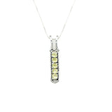 Peridot Vintage Necklace - Vertical Peridot Pendant - Green Gemstone Necklace