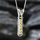 Peridot Vintage Necklace - Vertical Peridot Pendant - Green Gemstone Necklace