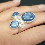 Kyanite Ring - Blue Aquamarine Ring - Large Statement Ring