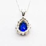 Blue Sapphire Pendant, Kate Middleton Pendant, Royal Blue Pendant, Something Blue Pendant, Bridal Pendant, Sterling Silver Pendant, Silver