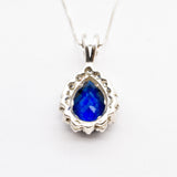 Blue Sapphire Pendant, Kate Middleton Pendant, Royal Blue Pendant, Something Blue Pendant, Bridal Pendant, Sterling Silver Pendant, Silver