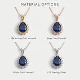 Beautifully crafted sapphire pendant in sterling silver, showcasing a pear-shaped blue sapphire, ideal for everyday elegance.