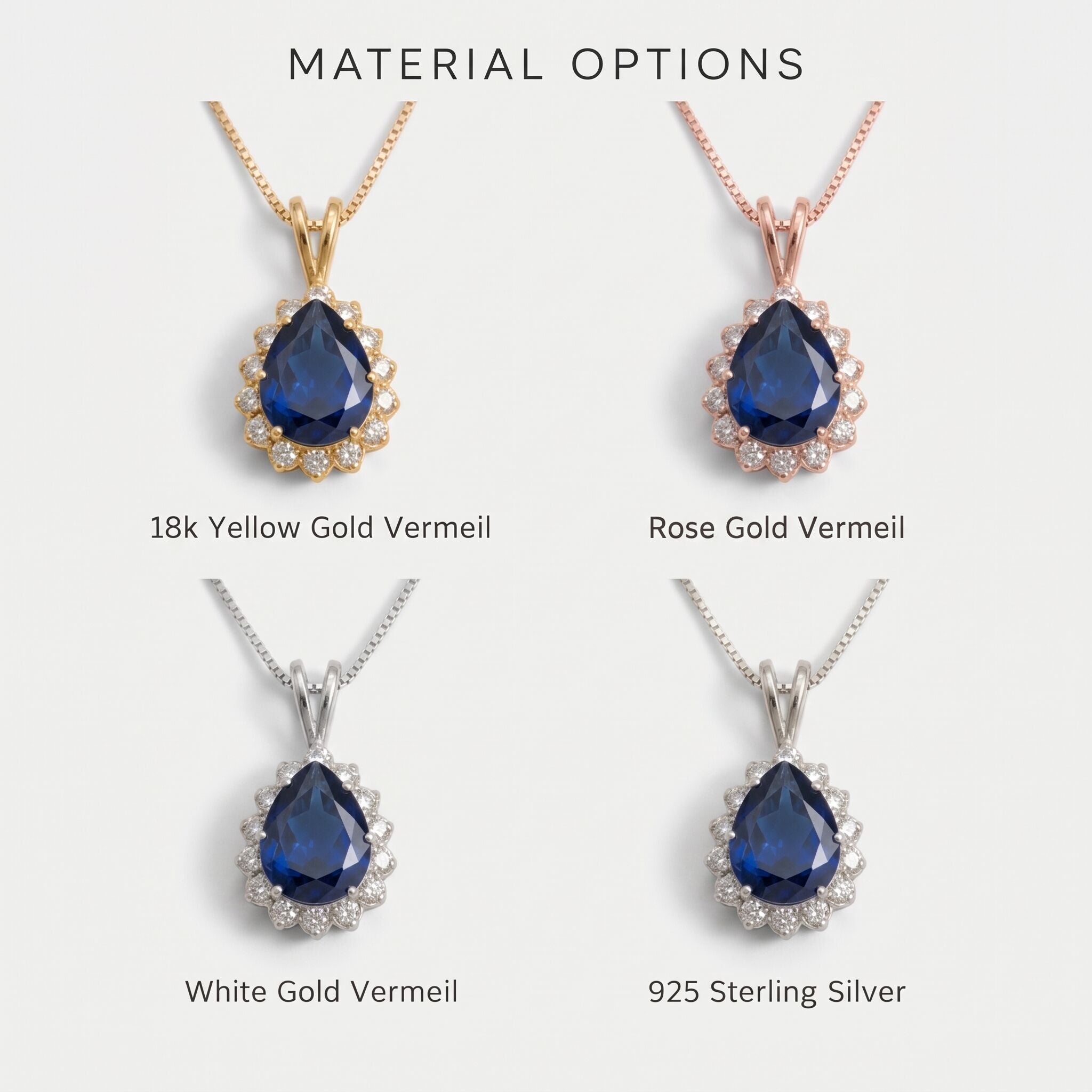 Beautifully crafted sapphire pendant in sterling silver, showcasing a pear-shaped blue sapphire, ideal for everyday elegance.