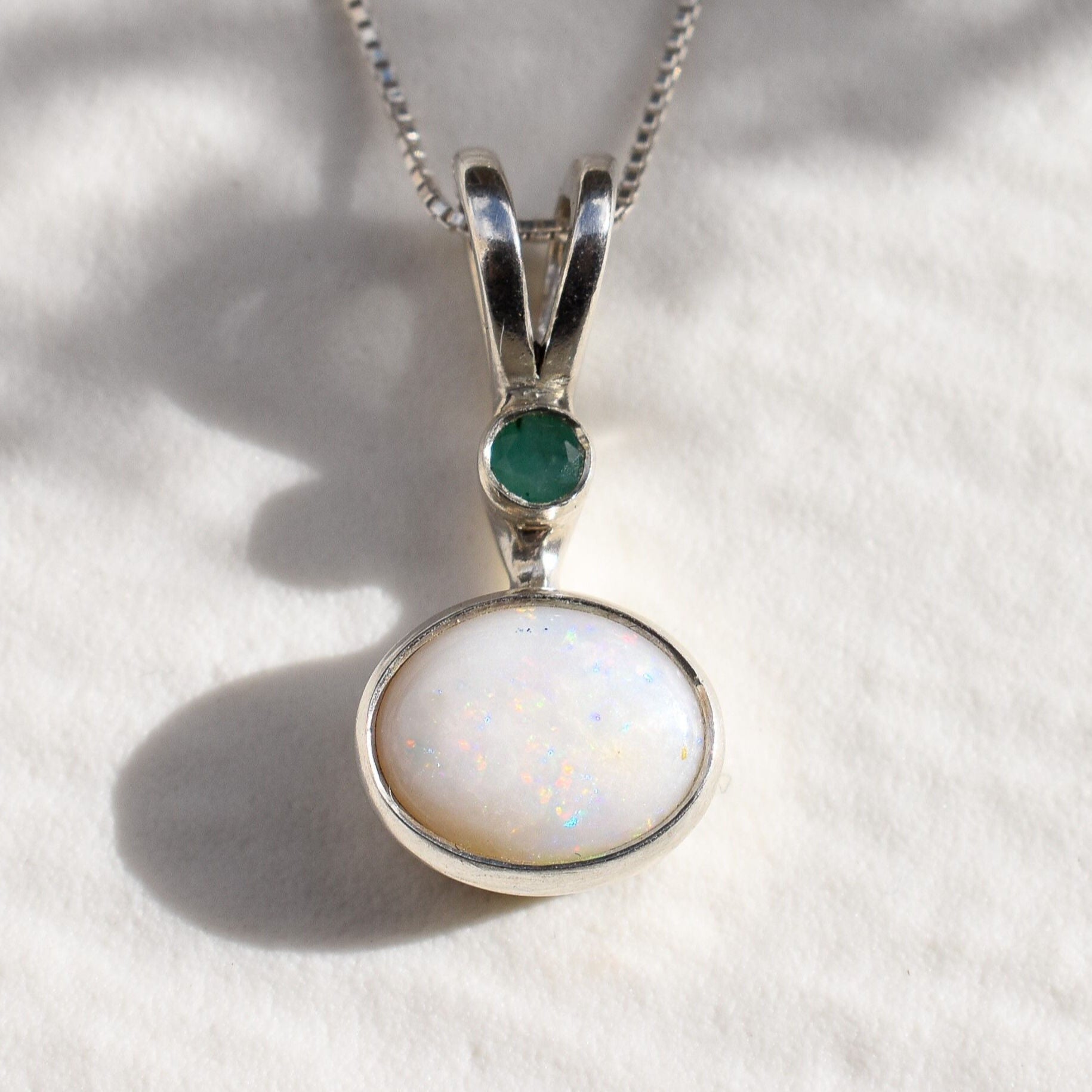 Natural Australian Opal Pendant made in 925 Sterling Silver with Oval Natural White Australian Opal in Bezel setting, October Birthstone gift idea, symbolizes hope, purity, and truth, ideal for everyday wear and perfect for birthday gifting and special occasions.