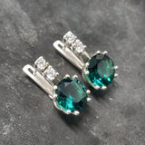 Drop Emerald Earrings - Green Round Earrings, Green Diamond Earrings