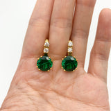 Gold Emerald Earrings - Green Drop Earrings - Classy Vintage Earrings