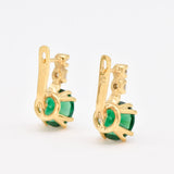 Gold Emerald Earrings - Green Drop Earrings - Classy Vintage Earrings