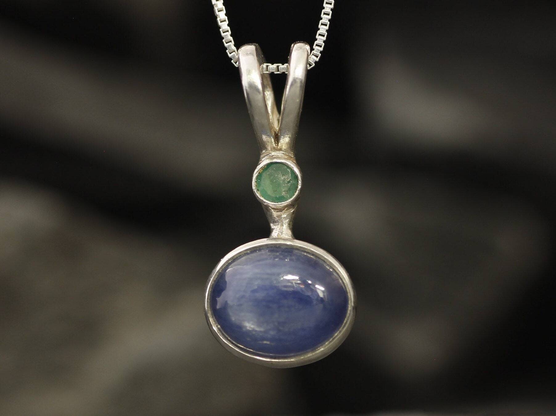 Blue Kyanite Pendant, Natural Kyanite, Natural Emerald, Dainty Pendant, May Birthstone, Blue Kyanite Necklace, Elegant Pendant, 925 Silver