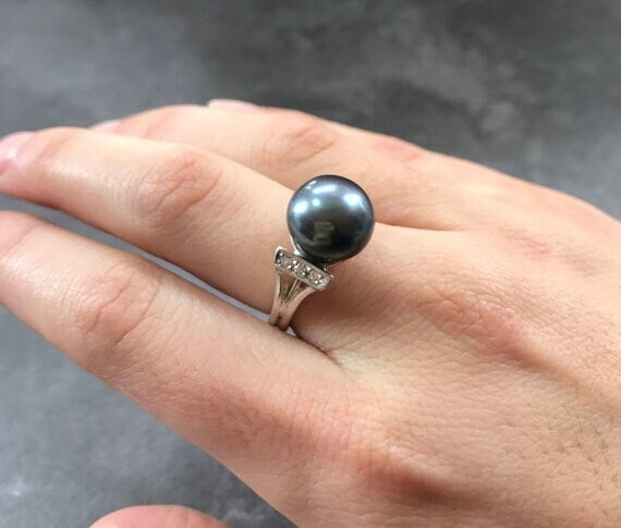 Pearl Ring, White Pearl Ring, Natural Pearl, June Birthstone, White Pearl, Real Pearl, Vintage Rings, White Ring, Solid Silver Ring, Pearl