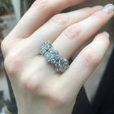 Flower Diamond Ring - Sparkly Half Eternity Band - Vintage Floral Ring