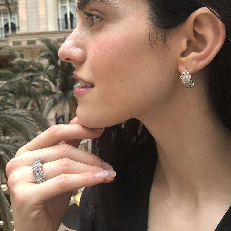 Diamond Flower Ring, Created Diamond, Daisy Ring, Vintage Ring, Sparkly Ring, Inspirational Ring, Sterling Silver Ring, Flower Design(1)