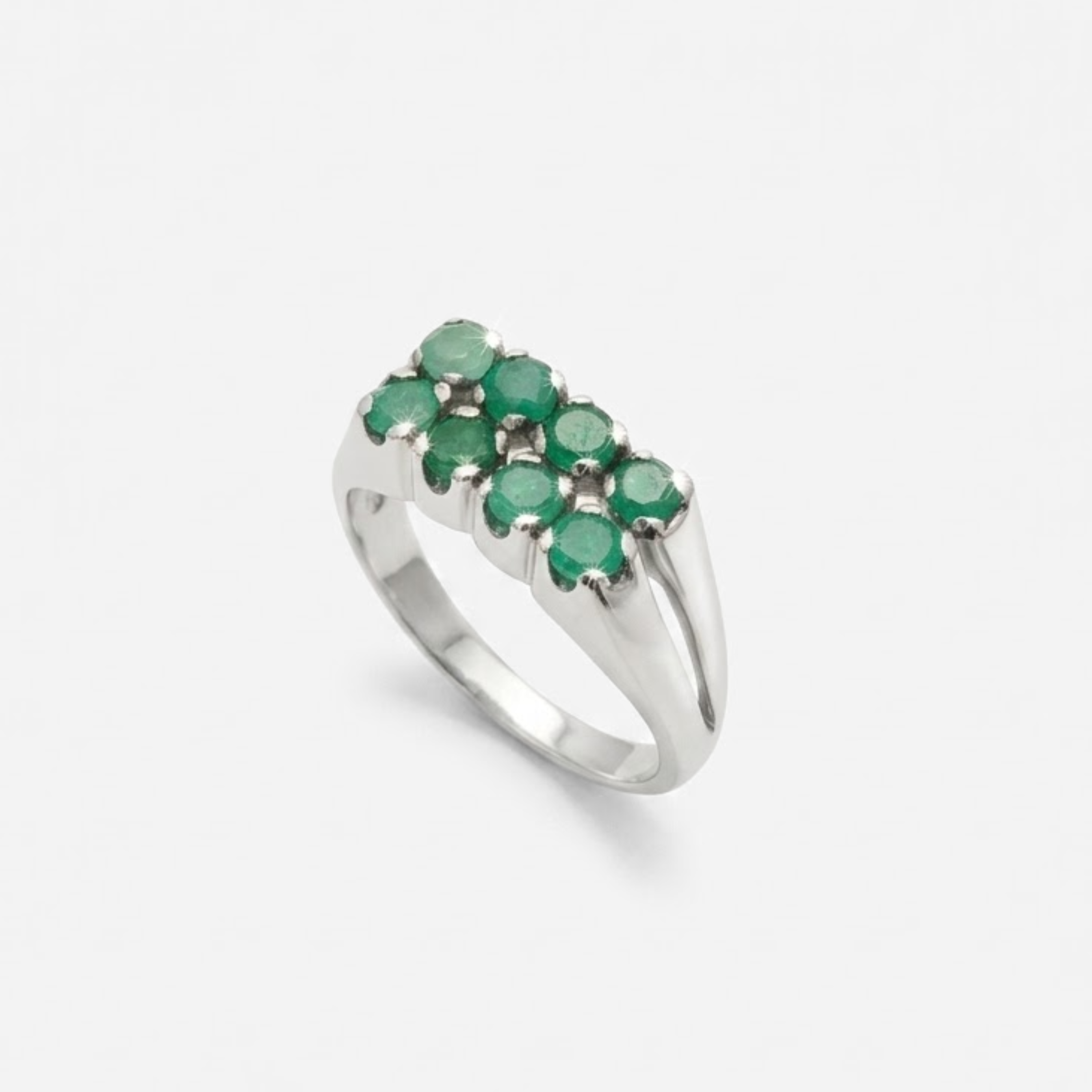 Natural Emerald Ring made in 925 Sterling Silver with Round Natural Green Emerald in Channel-Set setting, May Birthstone gift idea, symbolizes growth, harmony, and deep emotional healing, ideal for everyday wear and perfect for birthday gifting and special occasions.
