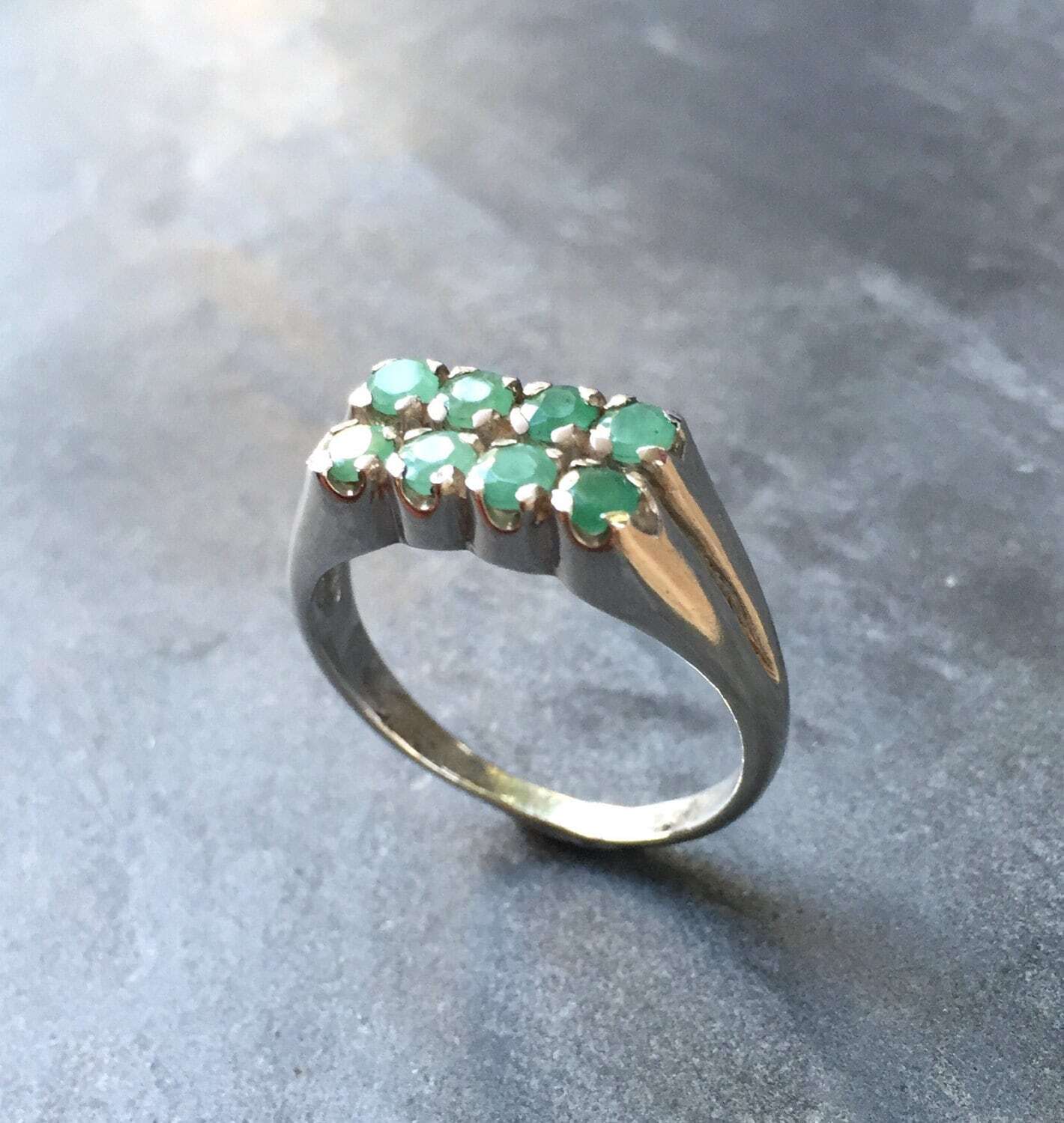 Green Emerald Rings, Natural Emerald Ring, May Birthstone Ring