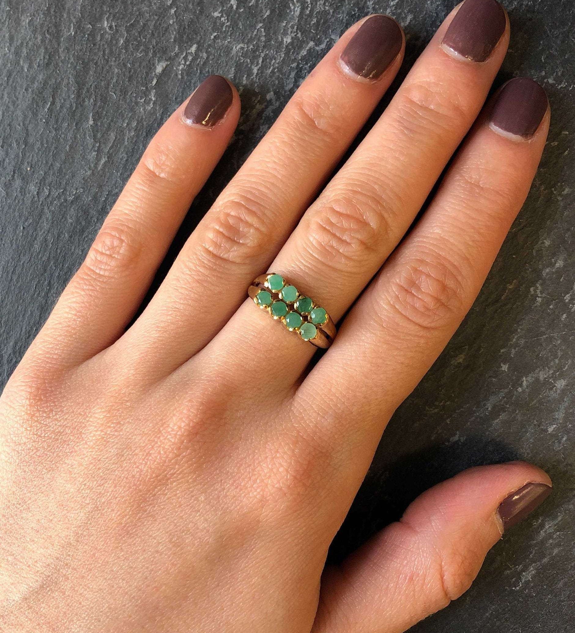 Elegant 18k Gold Vermeil Natural Emerald Ring, featuring a radiant round emerald, perfect for May birthdays and everyday wear.