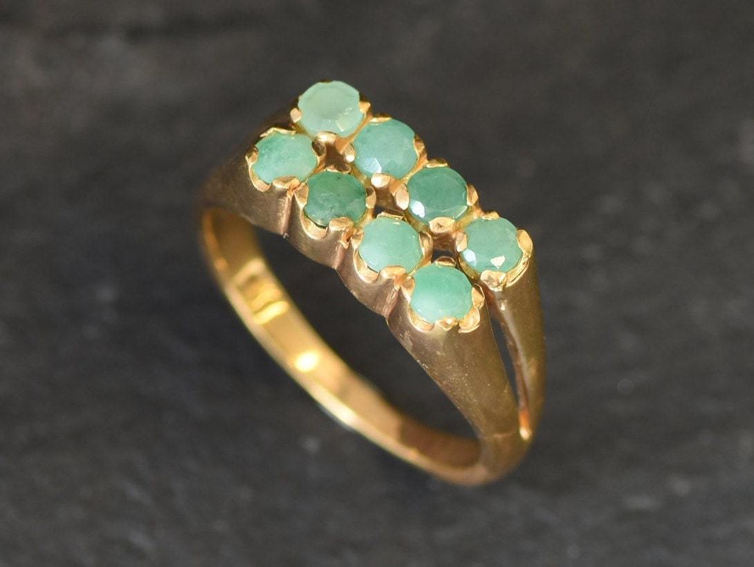 Natural Emerald Ring made in 18k Gold Vermeil with Round Natural Green Emerald in Channel-Set setting, May Birthstone gift idea, symbolizes growth, harmony, and deep emotional healing, ideal for everyday wear and perfect for birthday gifting and special occasions.