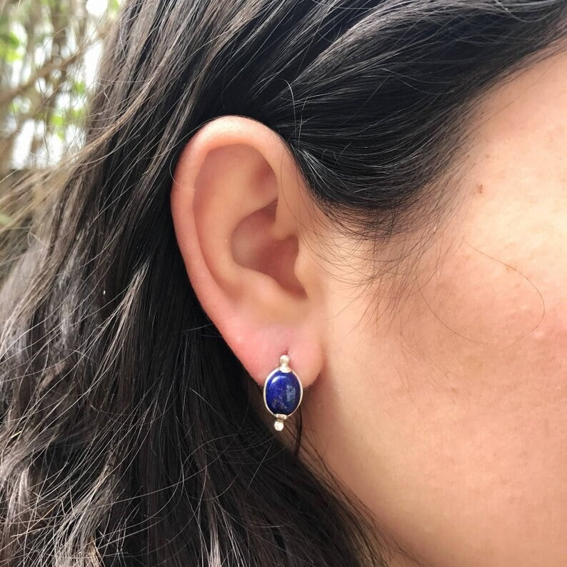 Tanzanite Earrings, Natural Tanzanite, December Birthstone, Blue Dainty Earrings, Vintage Earrings, Blue Earrings, Solid Silver Earrings