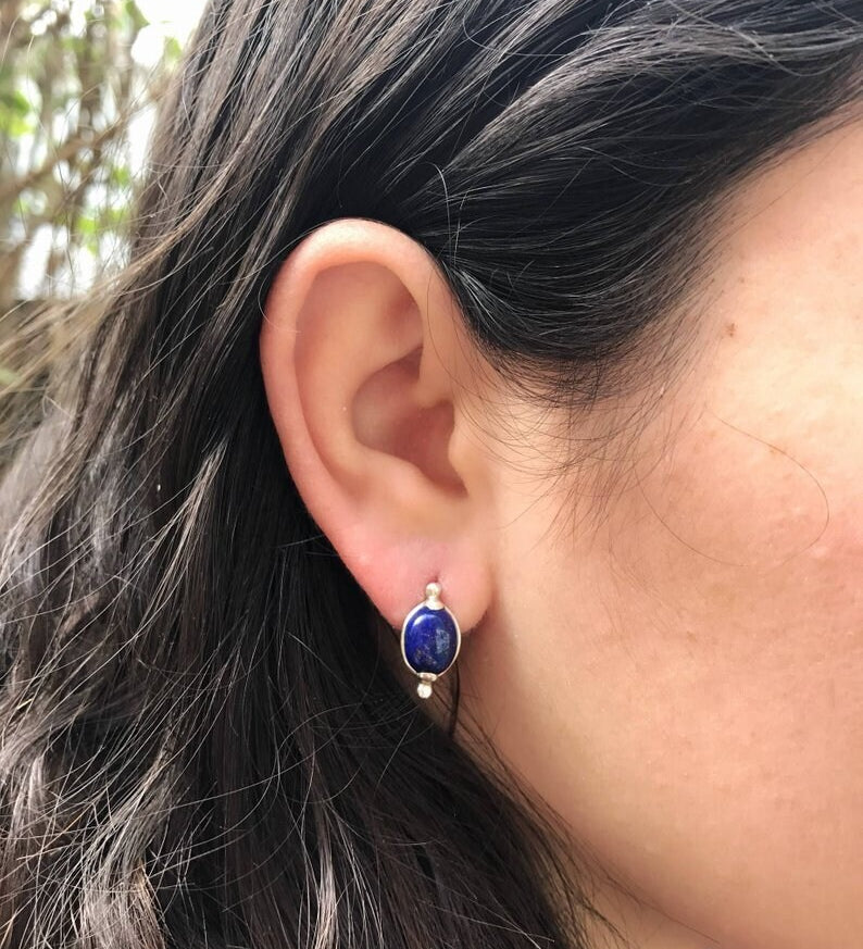 Tanzanite Earrings, Natural Tanzanite, December Birthstone, Blue Dainty Earrings, Vintage Earrings, Blue Earrings, Solid Silver Earrings