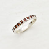 Gold Eternity Garnet Band - Dainty Garnet Ring - January Ring