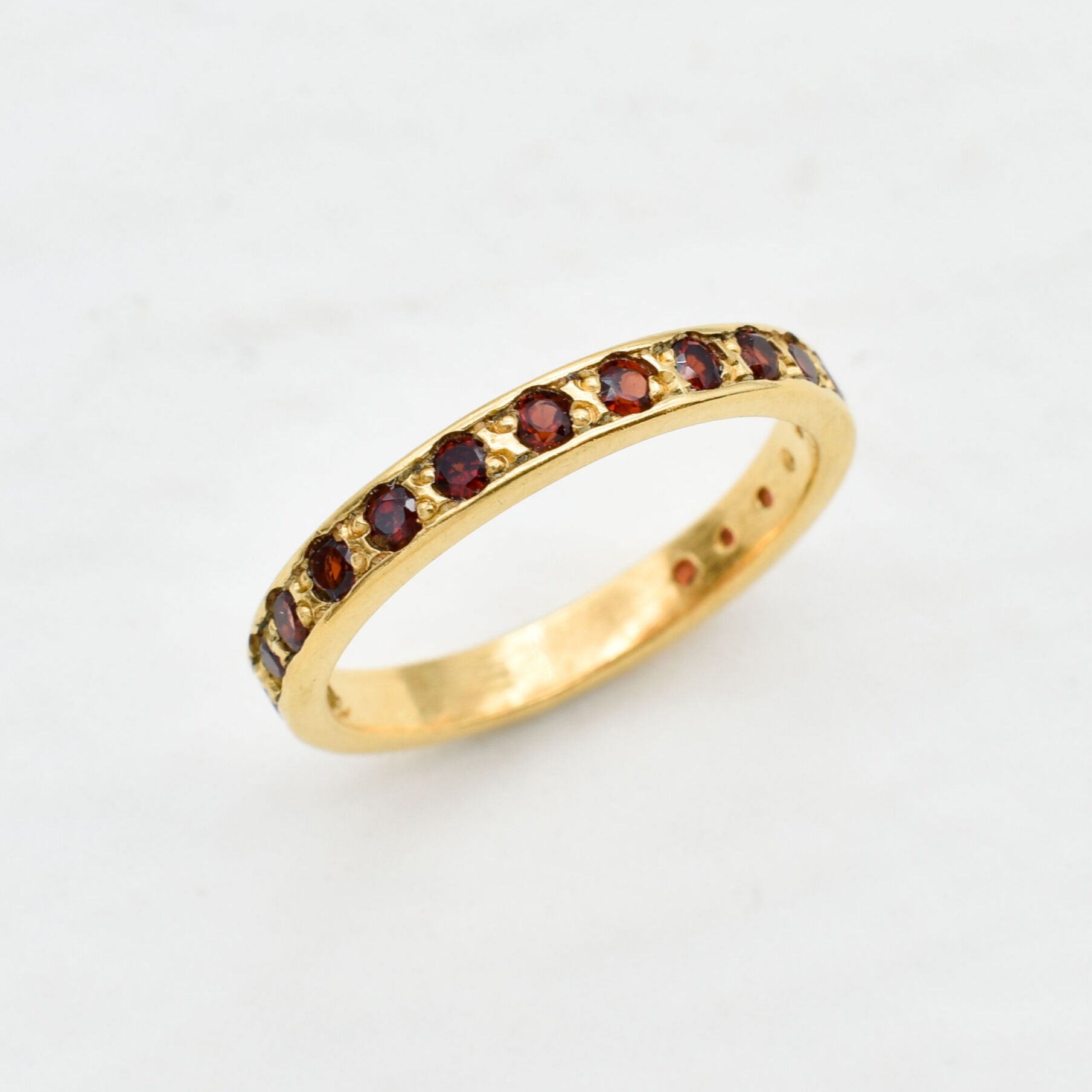 Garnet Ring, Eternity Band, Natural Garnet, January Ring, Eternity Ring, Garnet Band, January Birthstone, Vintage Ring, Vintage Silver Band(1)